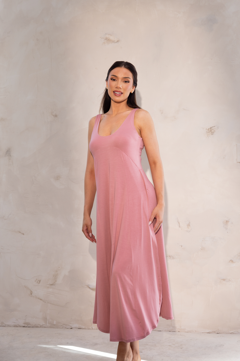 Grace Dress Mauve - Modal Lounge Dress - Skivys Femme