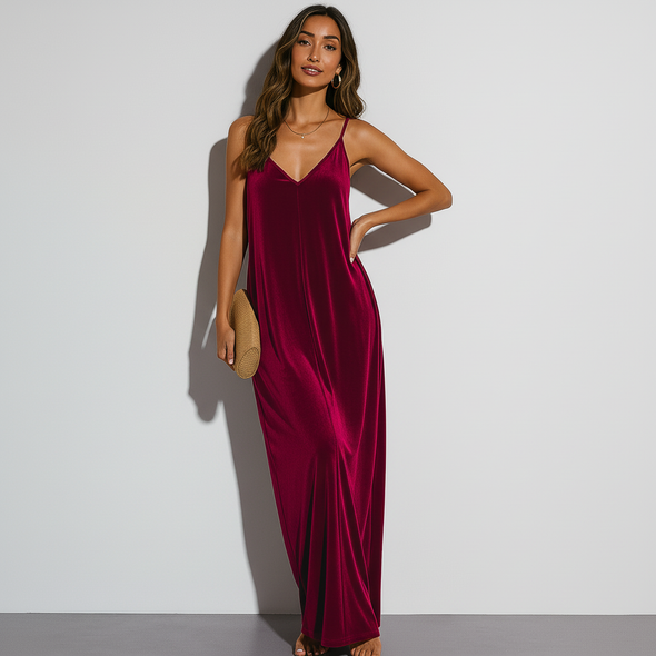 Goddess Gown - Crimson Velvet